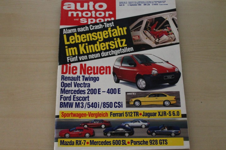 Deckblatt Auto Motor und Sport (19/1992)